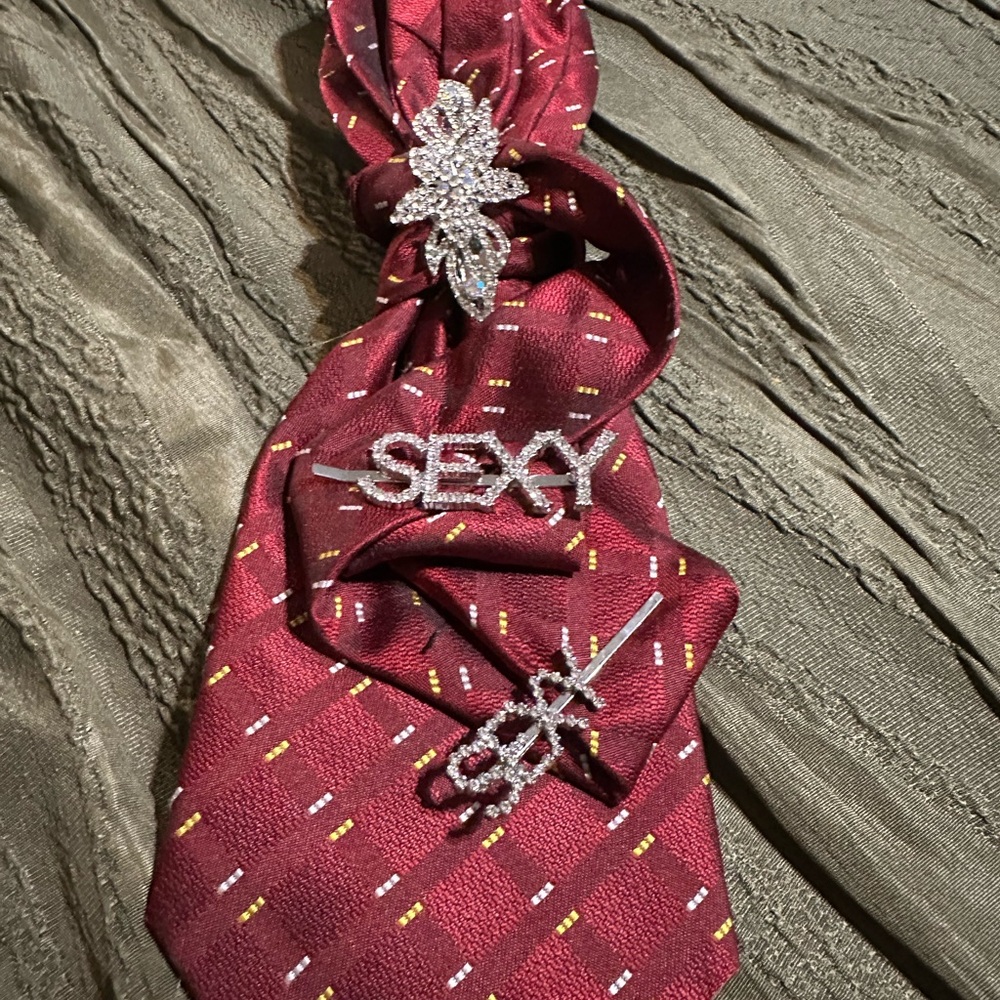 Red Tie with Rhinestone Accents